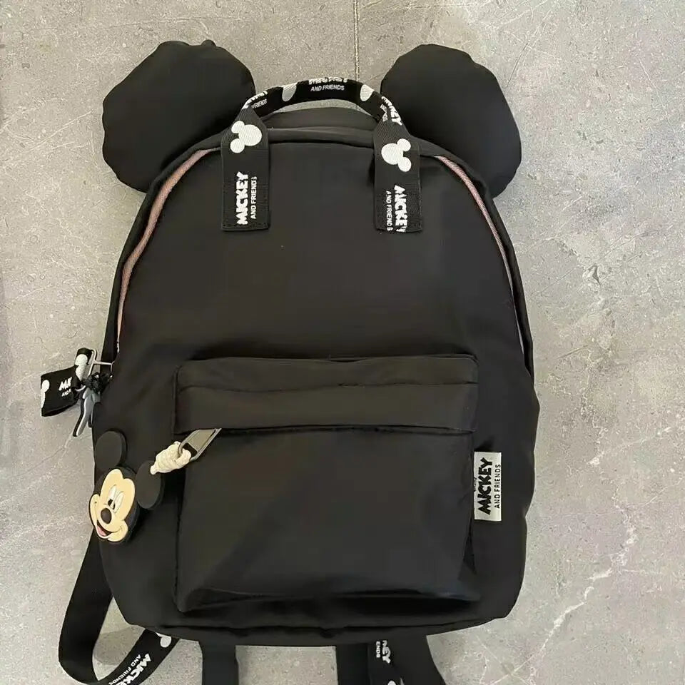 Luxury kids school backpack featuring Mickey Mouse design with raised ears and zippered front pocket — view 5