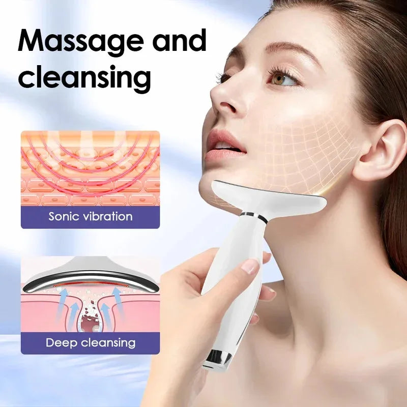 Portable LED light therapy face and neck massager with a sleek white dolphin biomimetic design — view 5