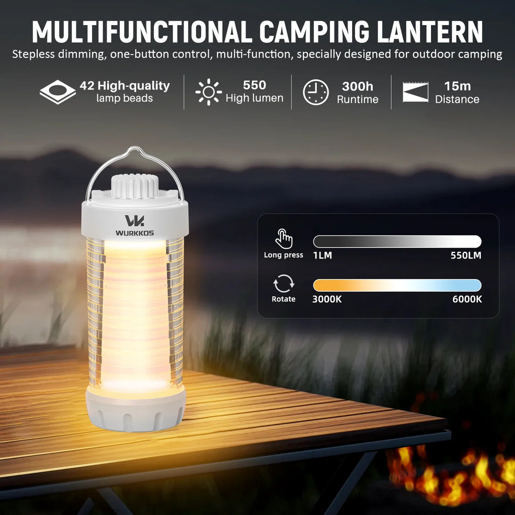 Wurkkos CL01 RGB camping lantern with adjustable light settings, power bank, and hanging hook — view 3