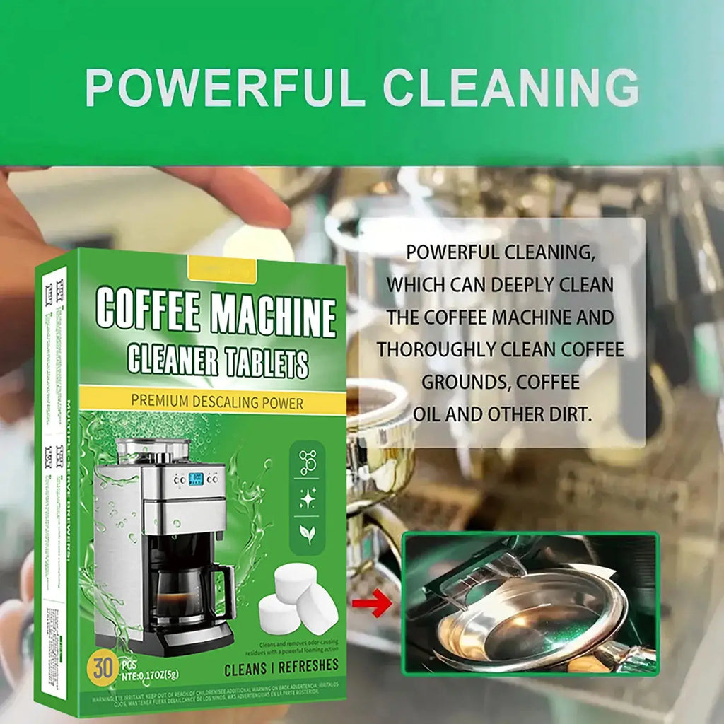 Coffee machine cleaning tablets and descaling agents in individually wrapped packaging for espresso maker maintenance — view 3