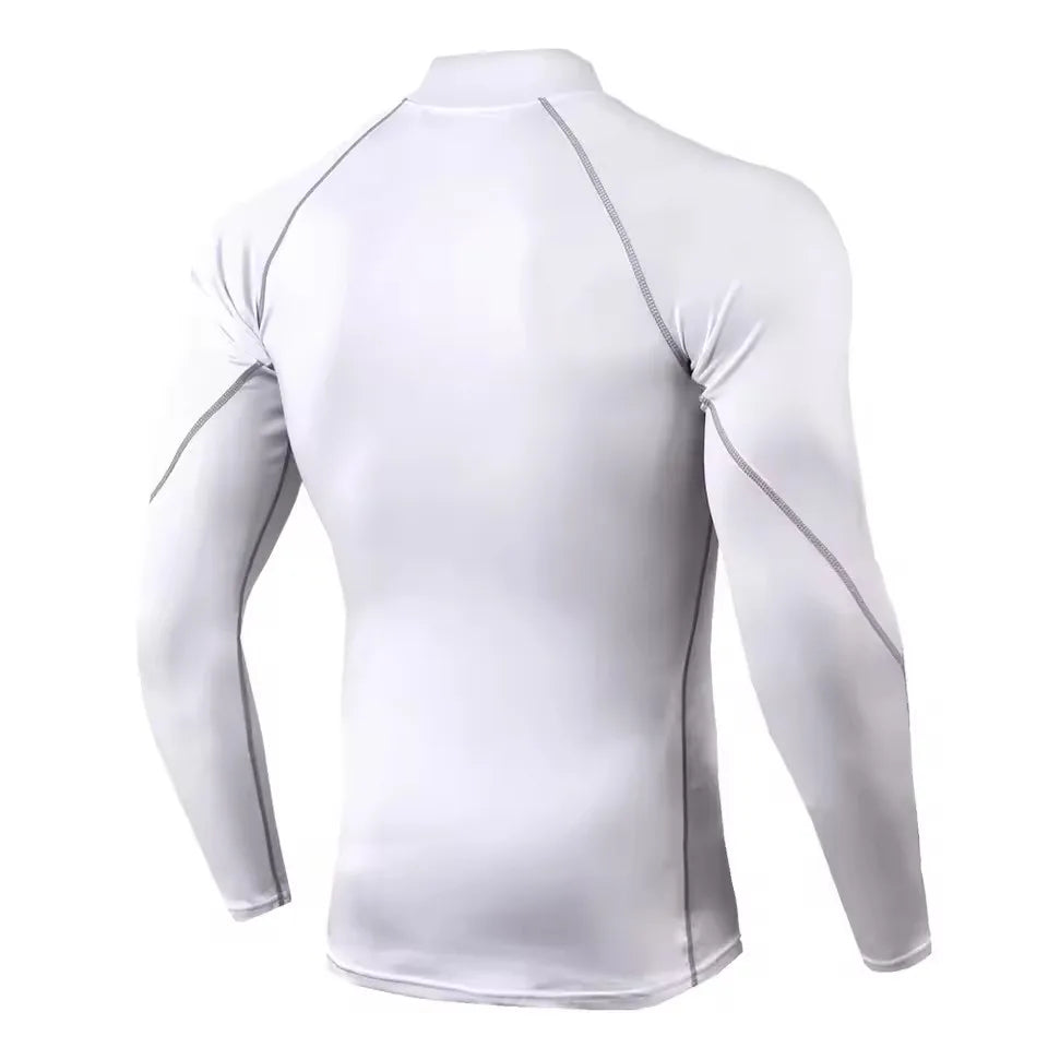 Men's long sleeve compression shirt in solid color, athletic activewear base layer for gym workouts — view 5