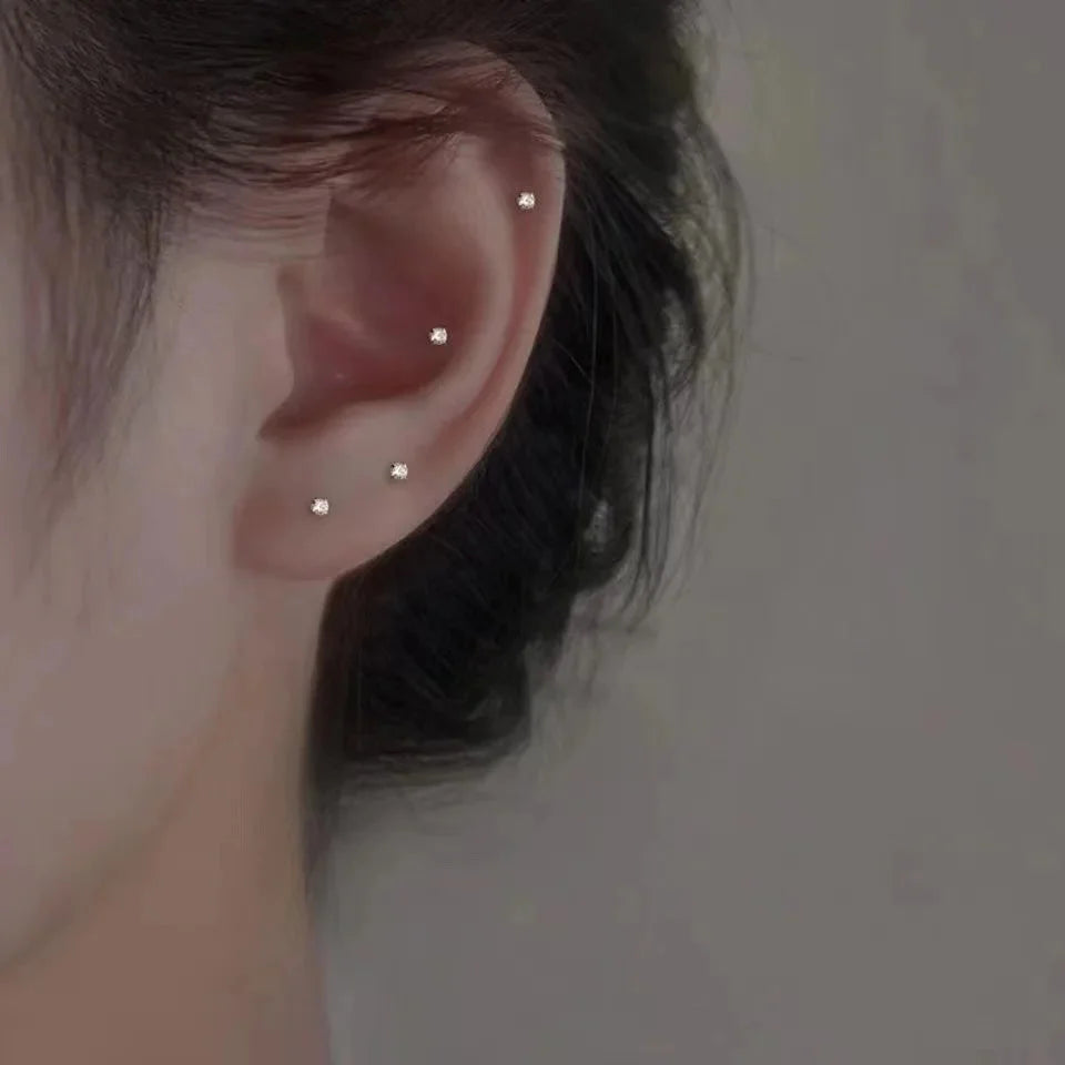 Trendy Mini Rhinestones Stud Earrings for Women Girls Daily Jewelry Cute Round Geometry Small Earrings Accessories-1