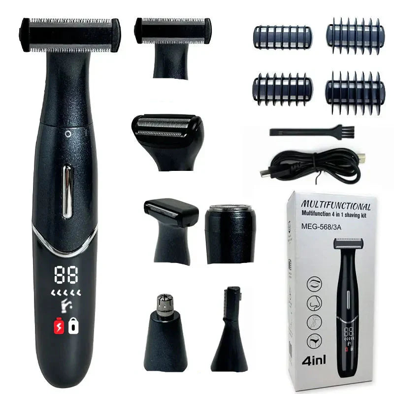 Black 7-in-1 electric epilator and precision shaver for wet and dry hair removal