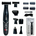 Black 7-in-1 electric epilator and precision shaver for wet and dry hair removal