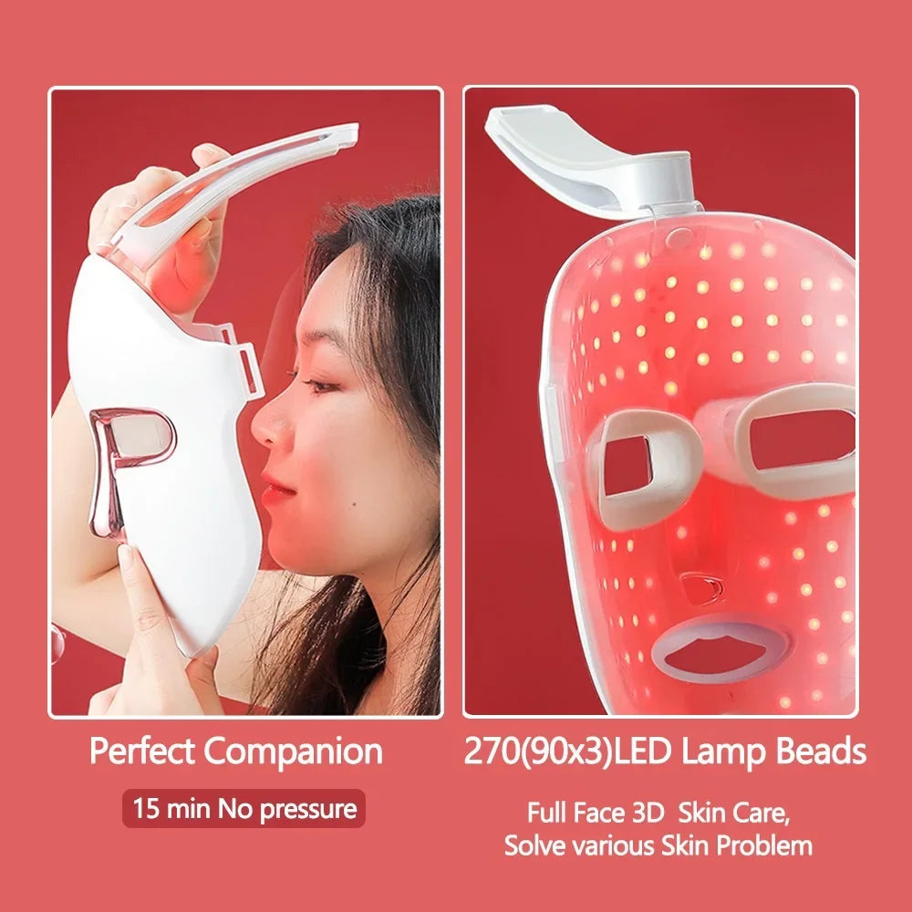 7 colors LED facial mask with wireless design and transparent eye window for light therapy — view 3