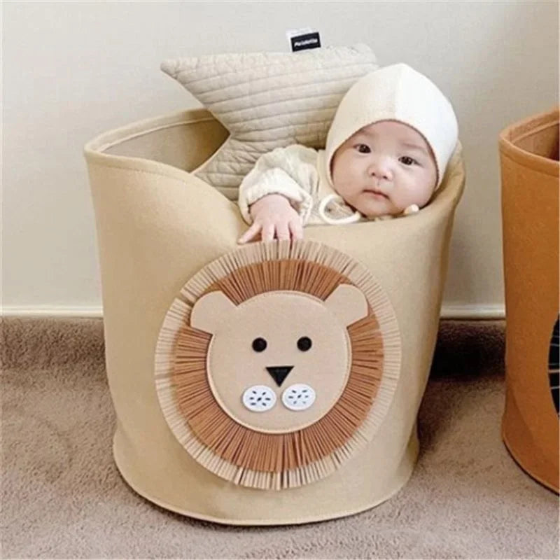 Animal themed storage bin basket with two side handles for organizing toys and blankets — view 5