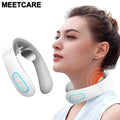 White silicone electric smart EMS cervical neck massager with micro-curved ergonomic design for pain relief