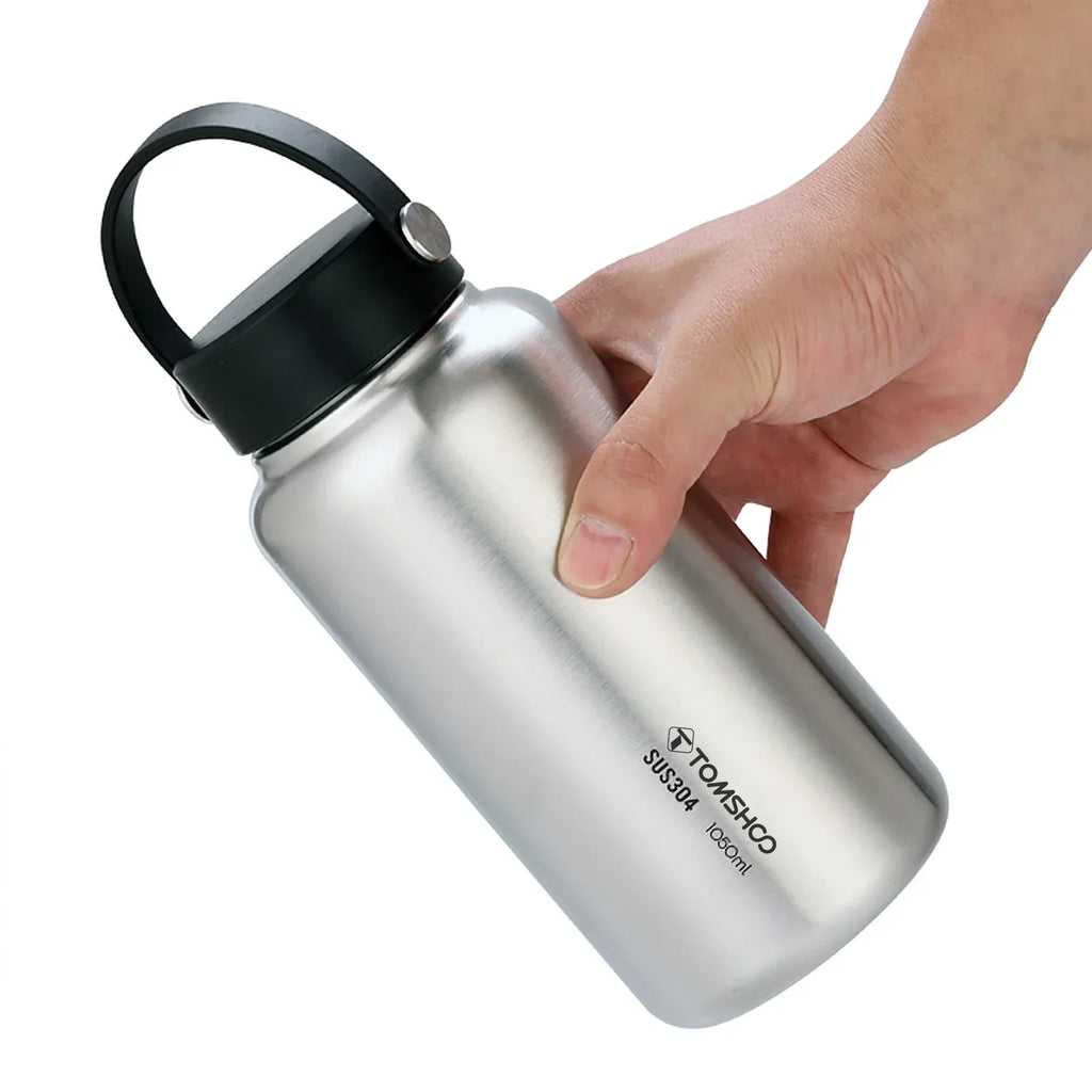1050ml stainless steel water bottle for outdoor camping and hiking with secure leak proof lid — view 2