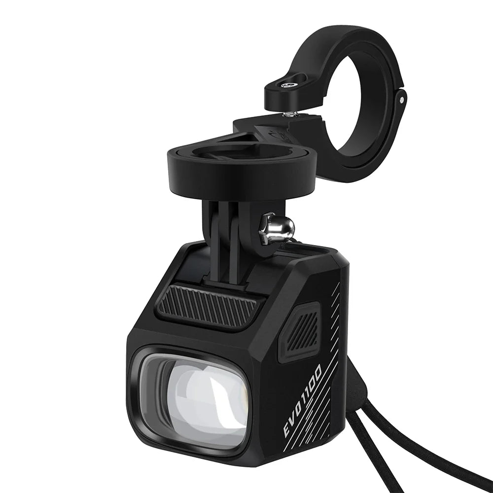 Magicshine EVO 1100 underneath mounted bike light in black aluminum housing with out-front mount attached — view 5