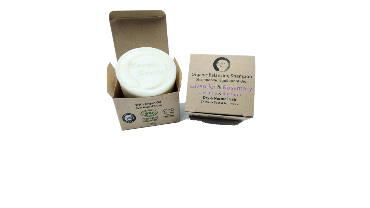Organic lavender and rosemary solid shampoo round bar for dry hair eco-friendly zero waste — view 2