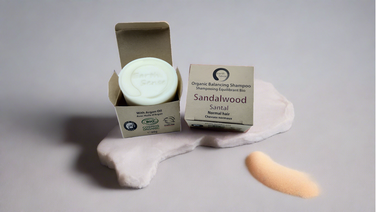Organic sandalwood solid shampoo bar, round 60g natural hair care soap for all hair types