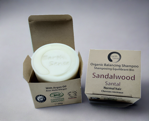 Organic sandalwood solid shampoo bar, round 60g natural hair care soap for all hair types — view 2
