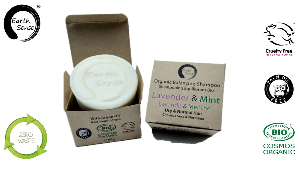 Organic lavender and mint solid shampoo bar for dry hair, 60g zero waste beauty essential — view 2