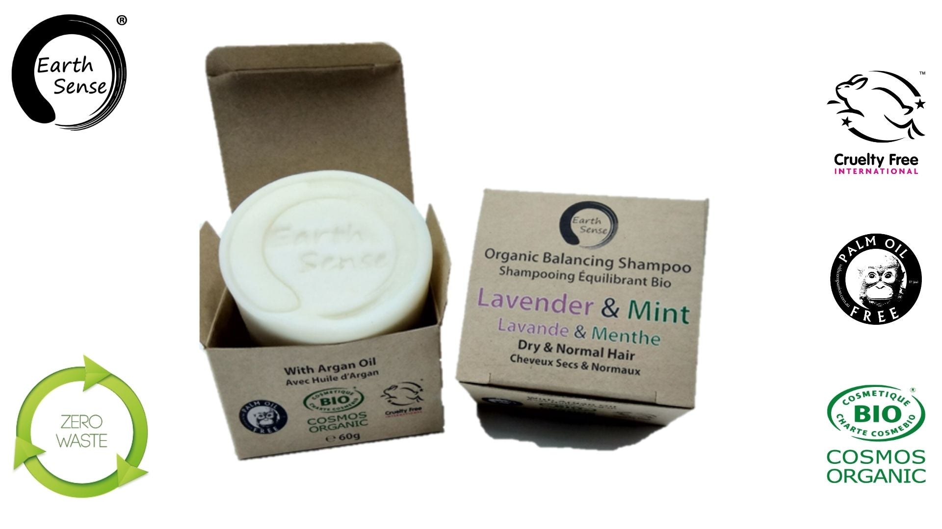 Organic lavender and mint solid shampoo bar for dry hair, 60g zero waste beauty essential — view 2