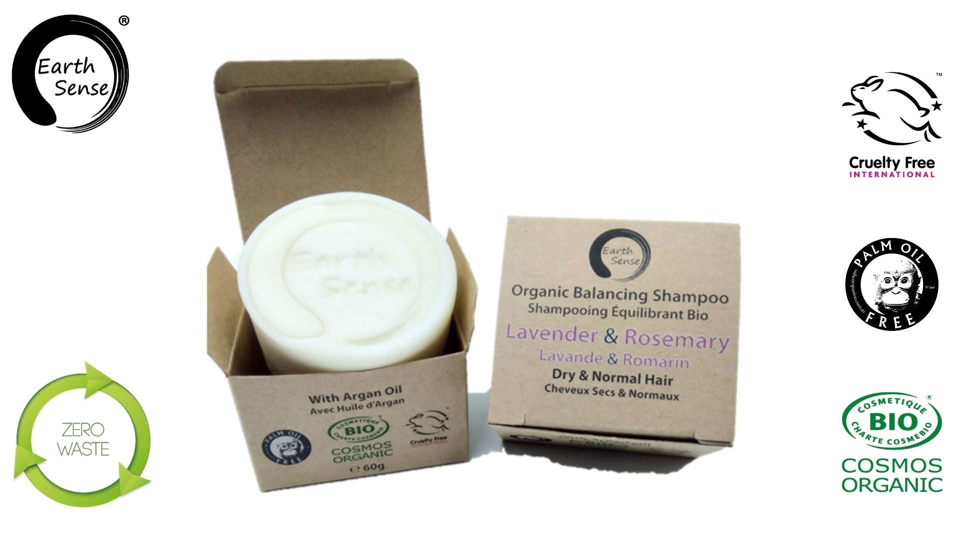 Organic lavender and rosemary solid shampoo round bar for dry hair eco-friendly zero waste