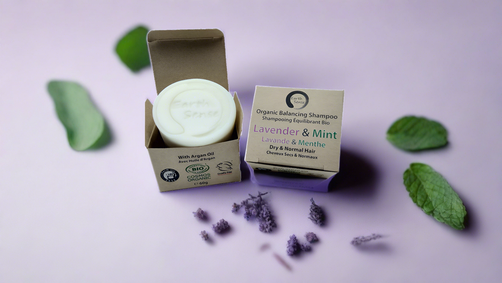 Organic lavender and mint solid shampoo bar for dry hair, 60g zero waste beauty essential — view 5