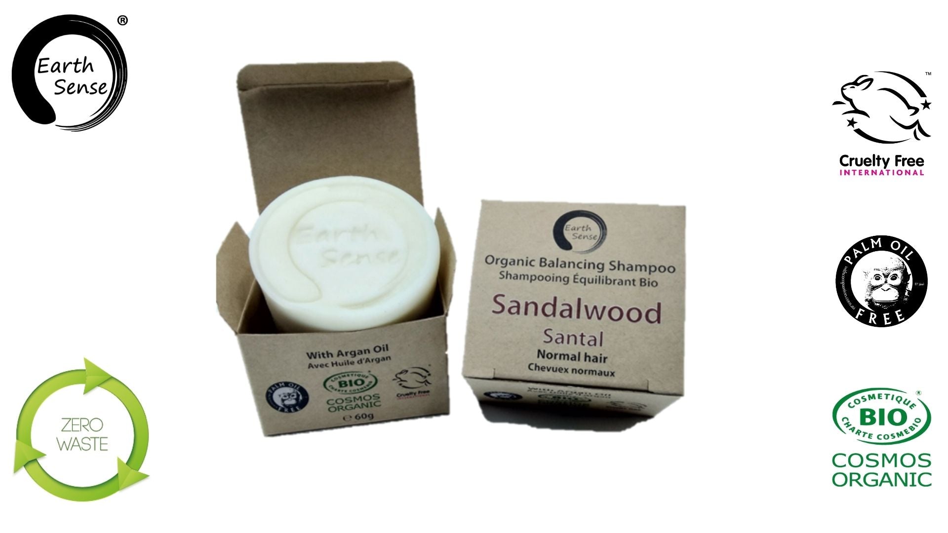 Organic sandalwood solid shampoo bar, round 60g natural hair care soap for all hair types — view 3
