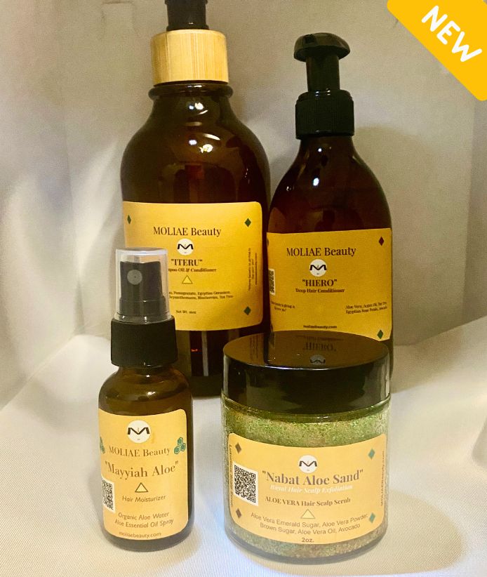 Ultimate Iteru four-piece organic hair care set with shampoo, conditioner, scrub, and moisturizer