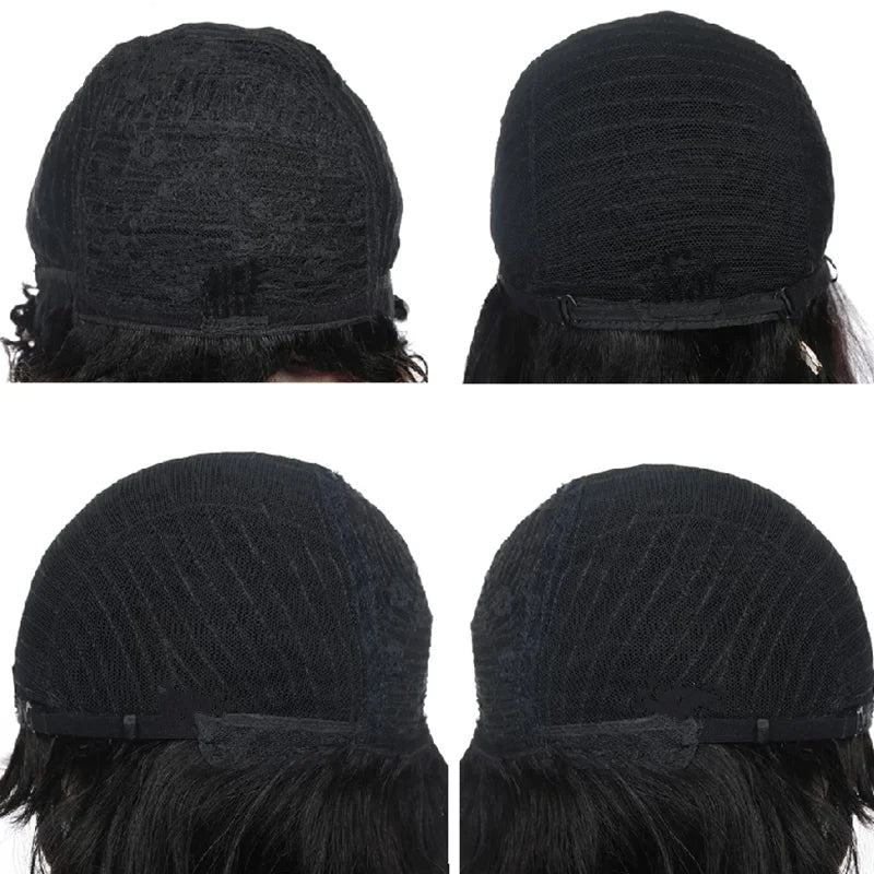Short afro curly human hair wig in natural black styled as a voluminous pixie cut — view 4
