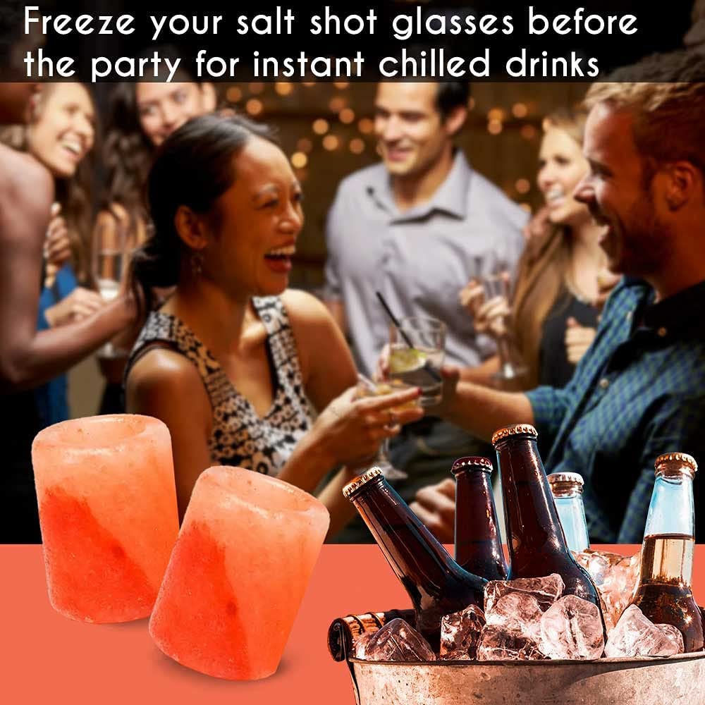 Himalayan pink salt shot glasses, hand-carved natural rose quartz tequila holders for minibar and parties — view 5