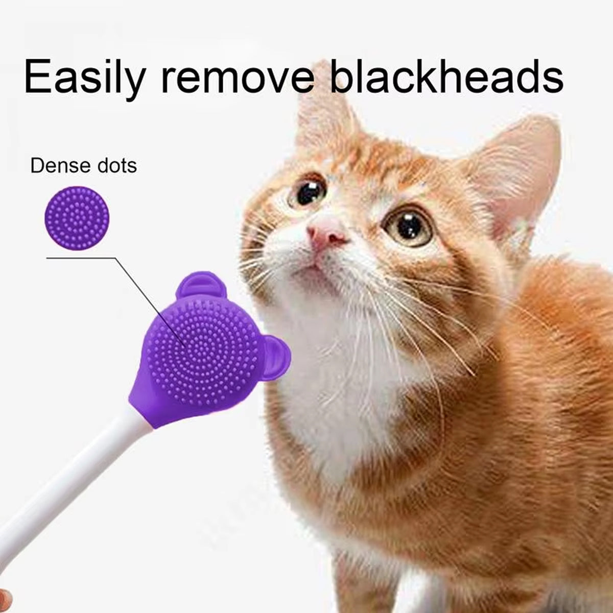 Silicone pet cleaning brush with an ergonomic handle and cute bear-shaped bristle head — view 4