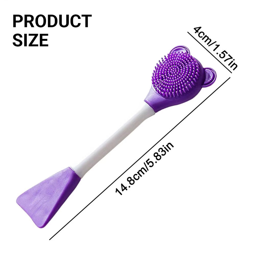 Silicone pet cleaning brush with an ergonomic handle and cute bear-shaped bristle head — view 3