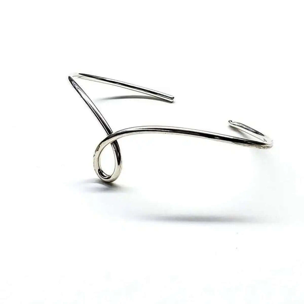Handmade Wire Sculpted Silver Teardrop Bangle-0