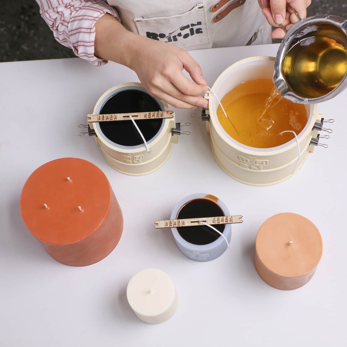 Simple pillar candle silicone mold in smooth cylinder shape for DIY home decor crafting — view 5