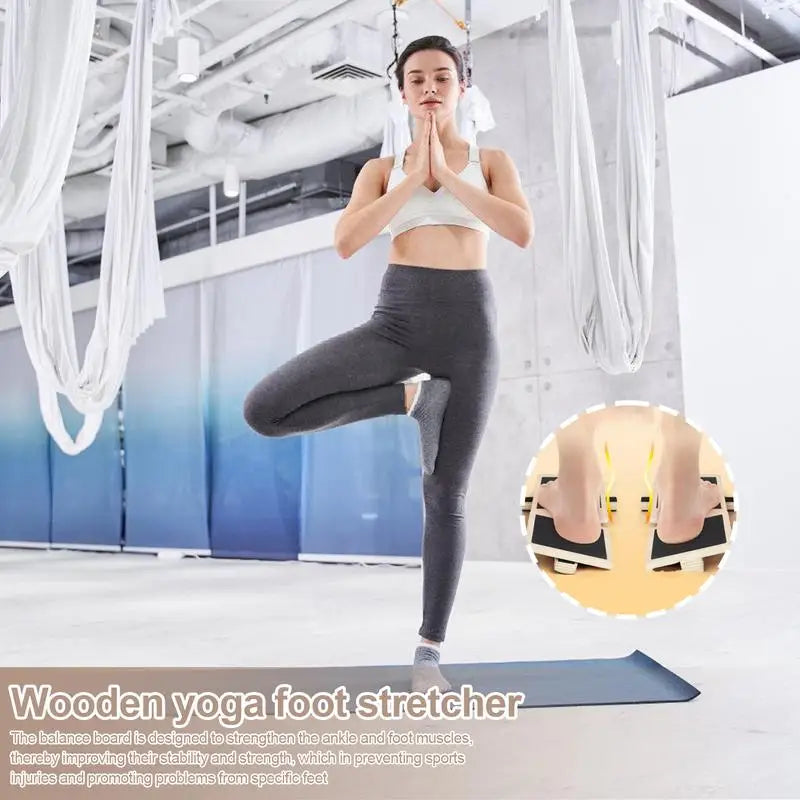 Wooden single leg balance board for ankle strengthening natural brown wood with anti slip platform — view 4
