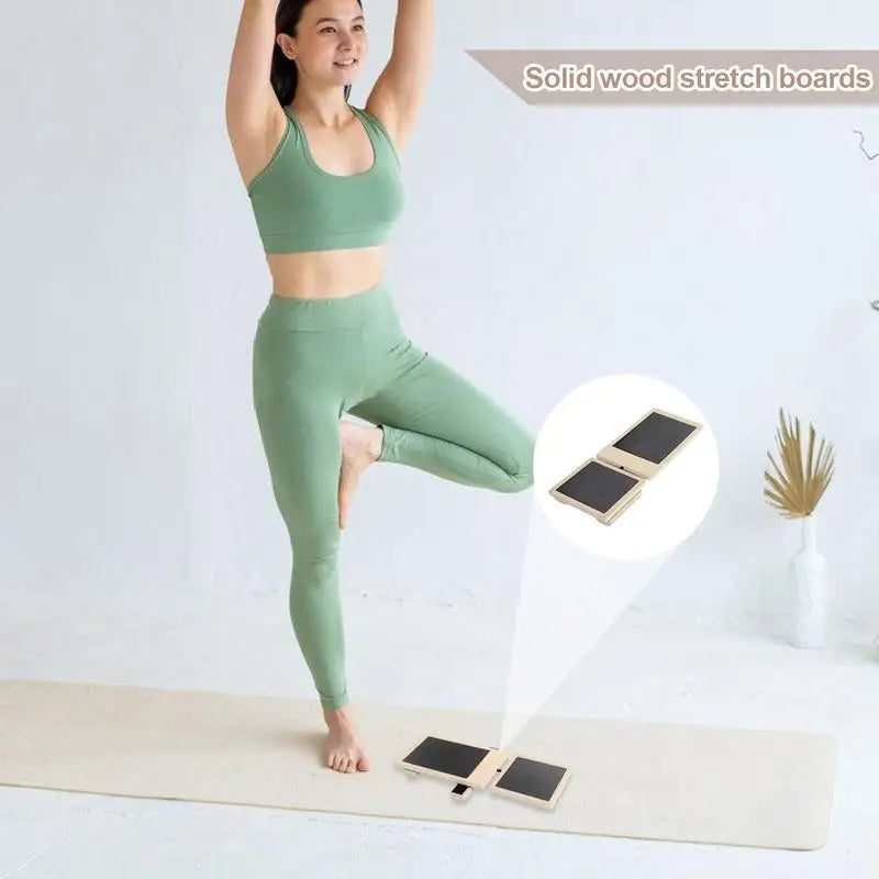 Wooden single leg balance board for ankle strengthening natural brown wood with anti slip platform — view 3