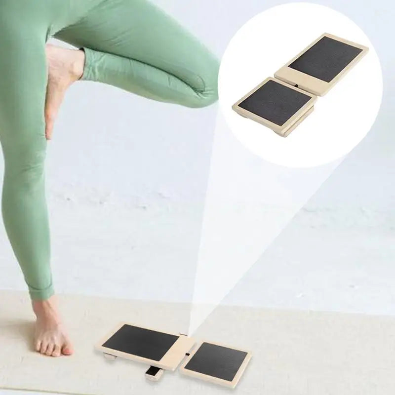 Wooden single leg balance board for ankle strengthening natural brown wood with anti slip platform — view 5
