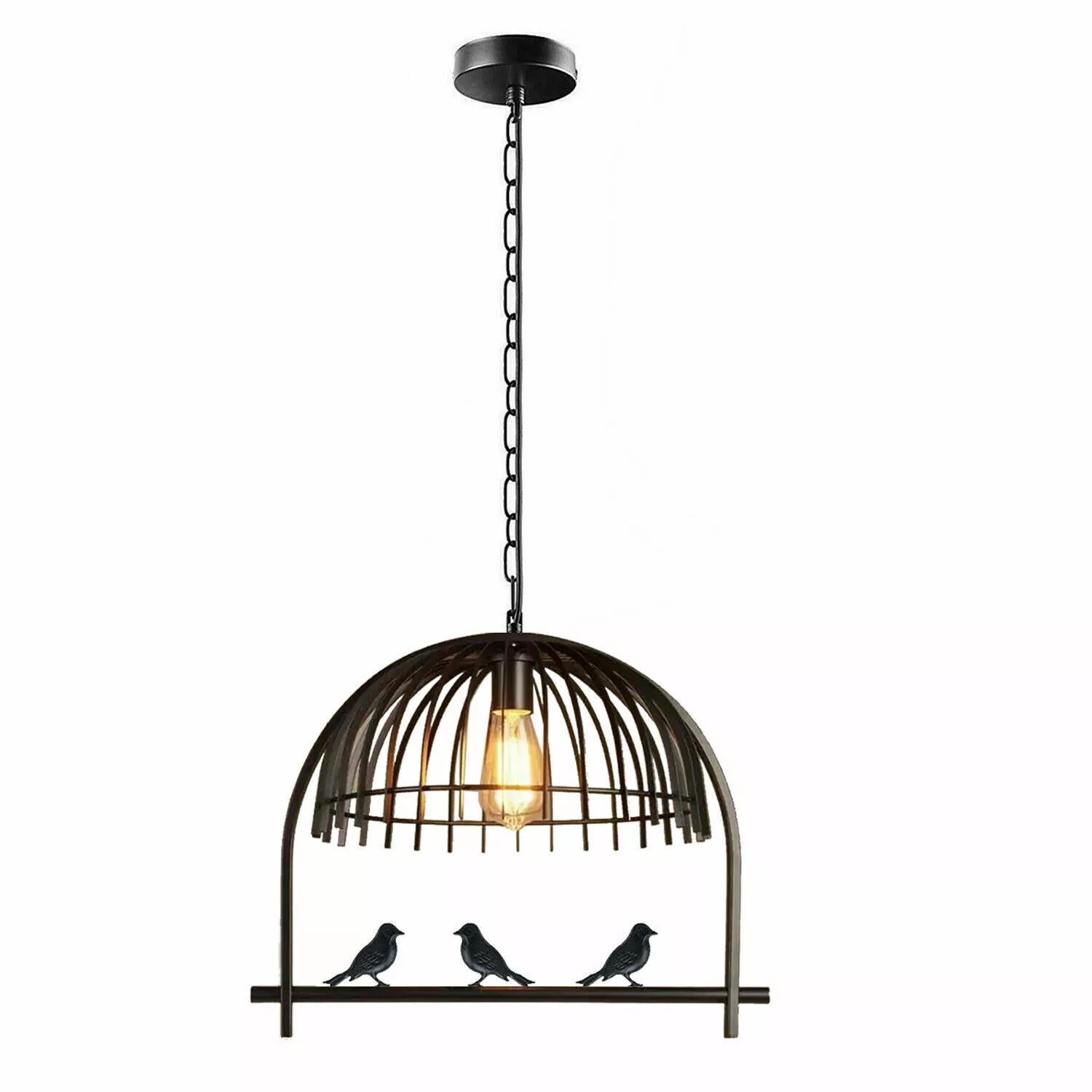 Industrial birdcage pendant light in durable metal with exposed E27 ST64 bulb for stylish illumination — view 5
