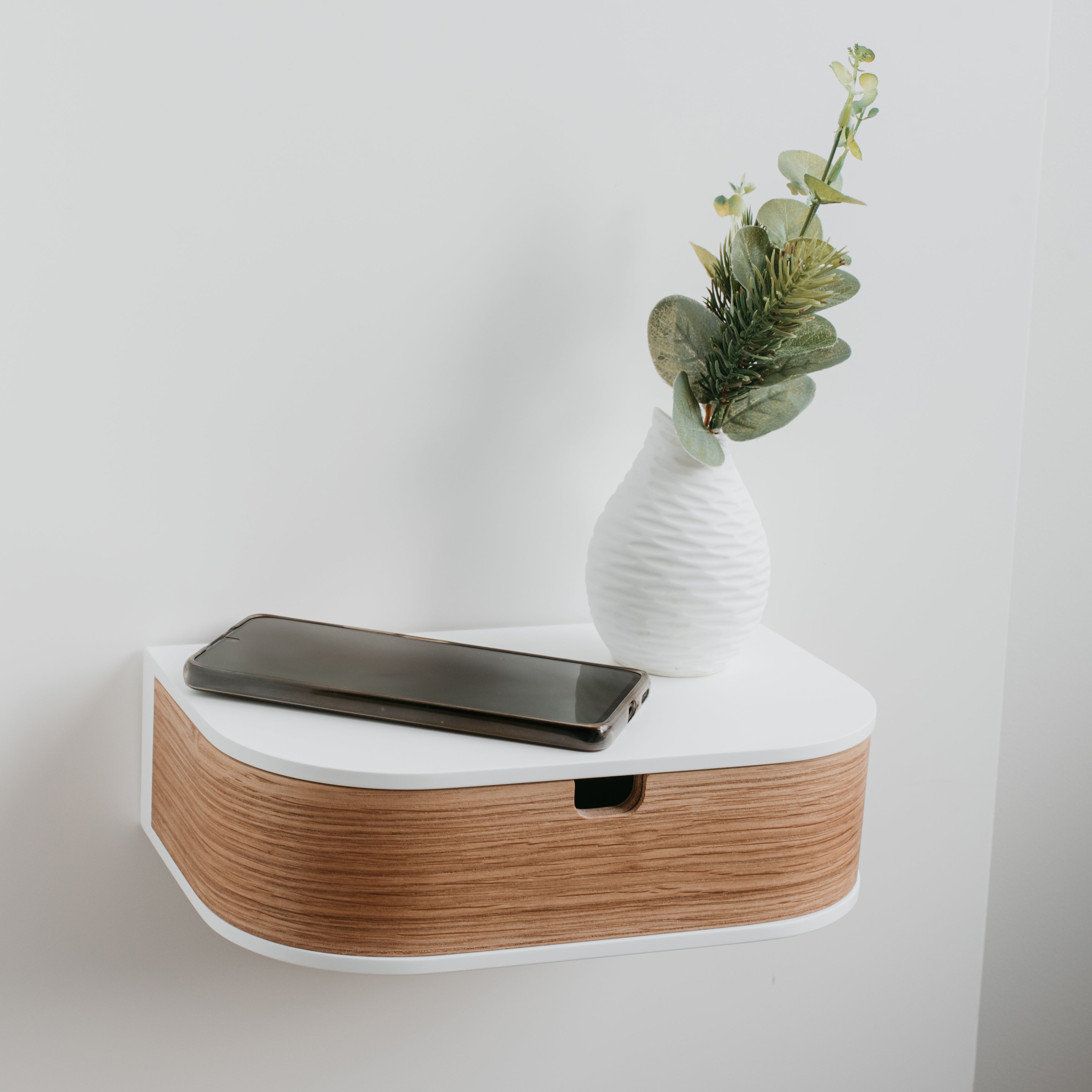 Minimalist Wooden Floating Shelf Drawer, Bedside Table, 4 Colors