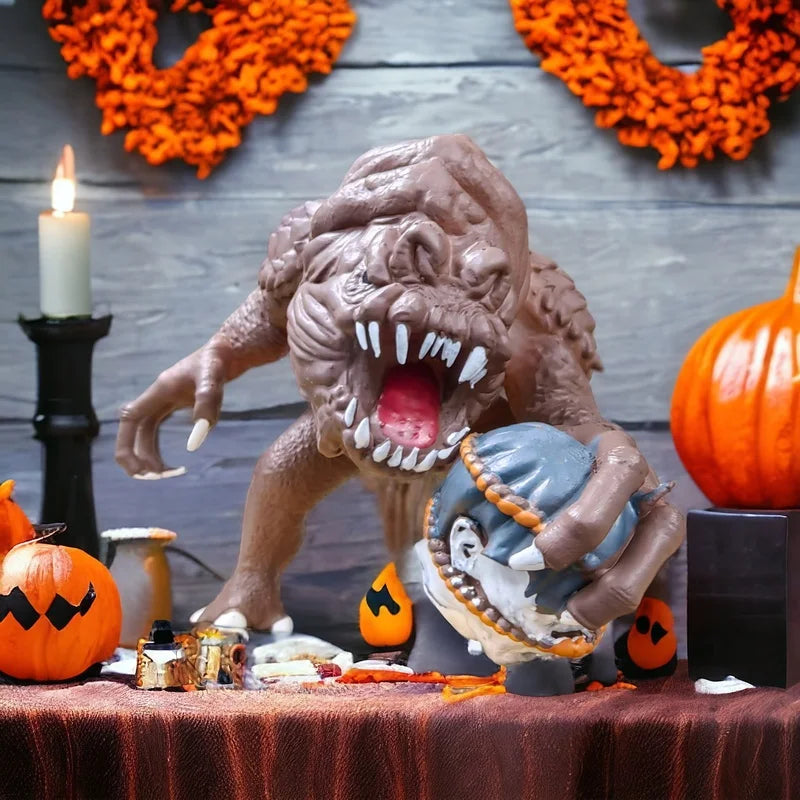 Monster resin Halloween statue, hand-painted brown skeleton zombie figure for indoor and outdoor yard decoration — view 2