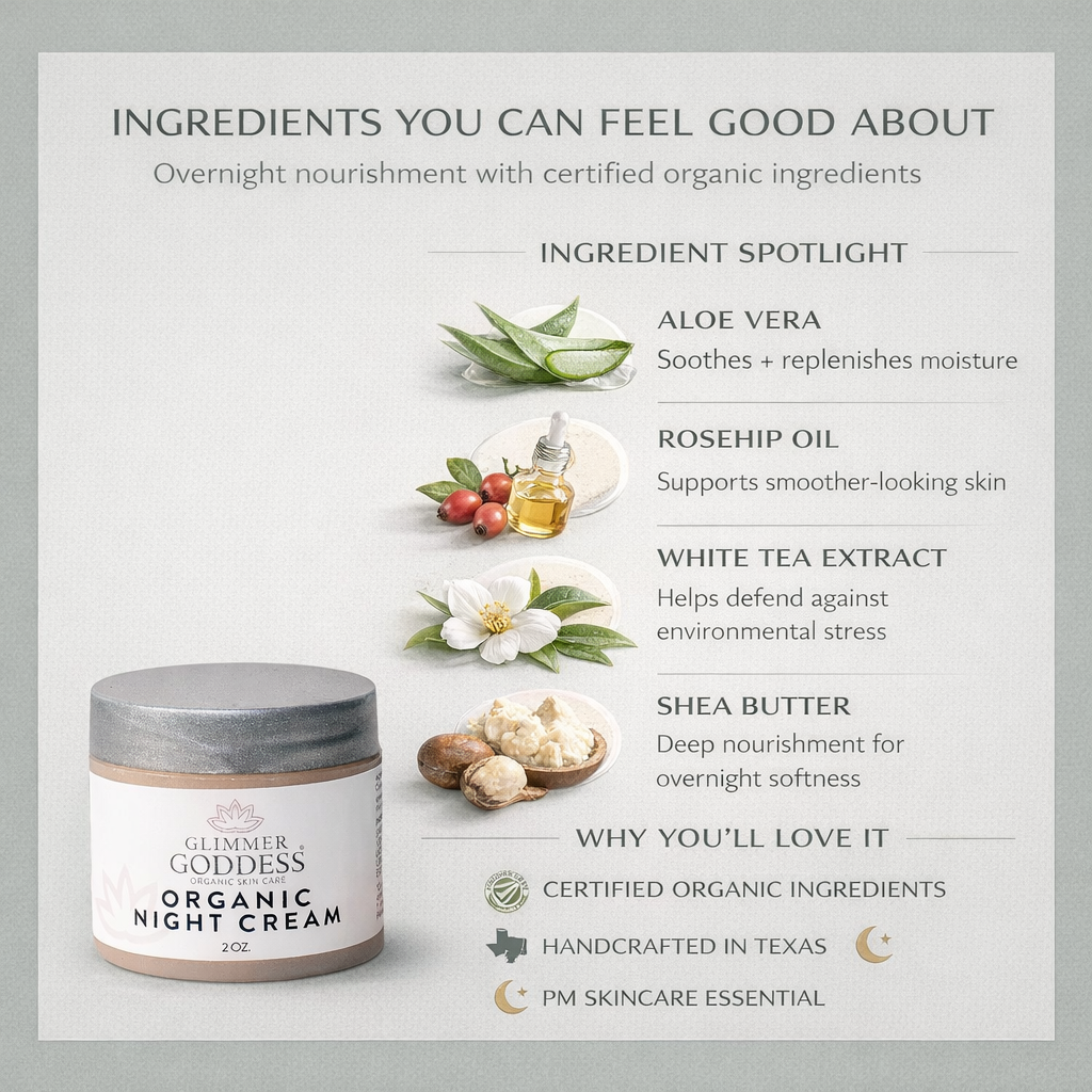 Organic skin renewal night cream in a 2 oz jar, lightweight vegan anti-aging face moisturizer — view 5