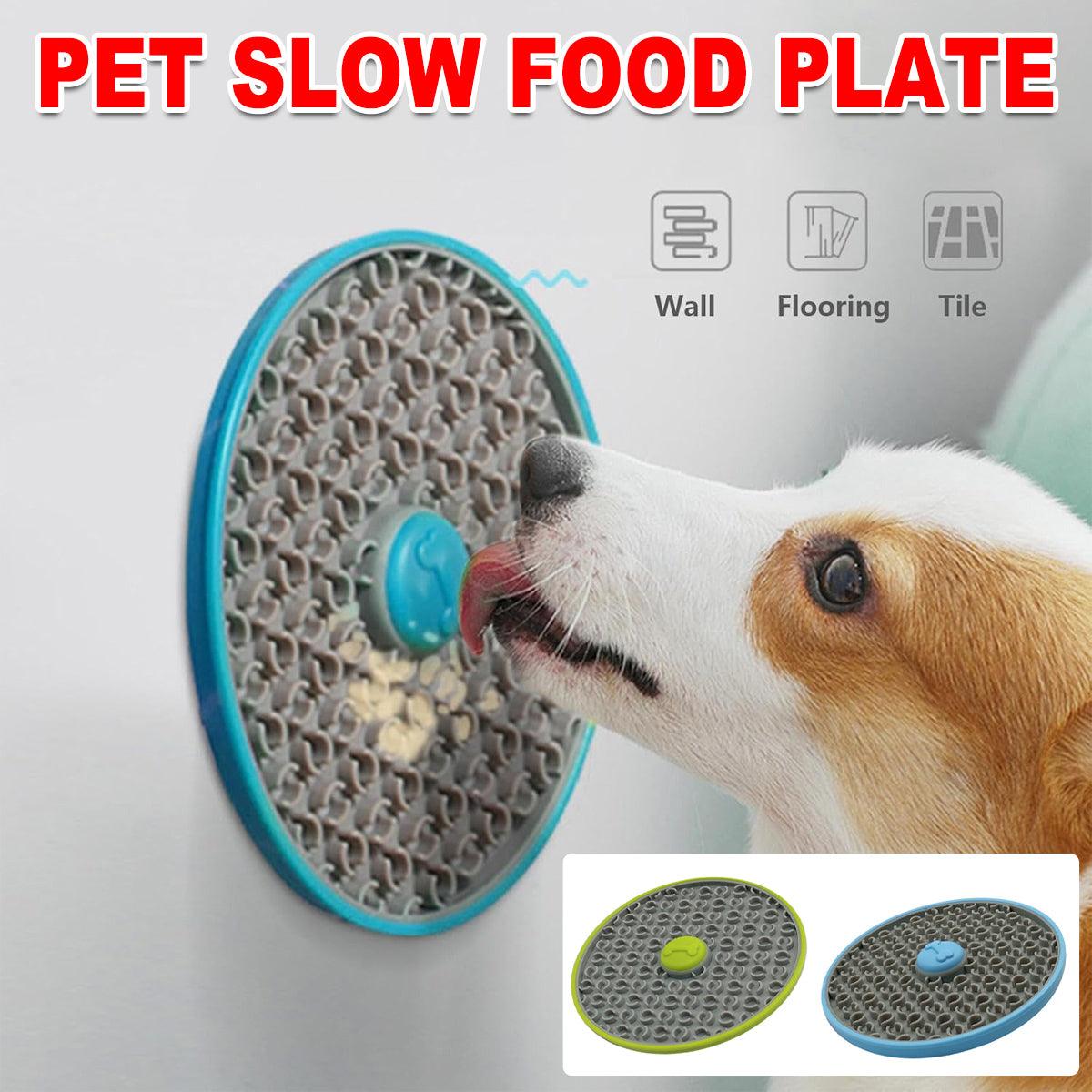 Round textured TPR plastic slow feeder licking mat with strong suction cups for dogs and cats