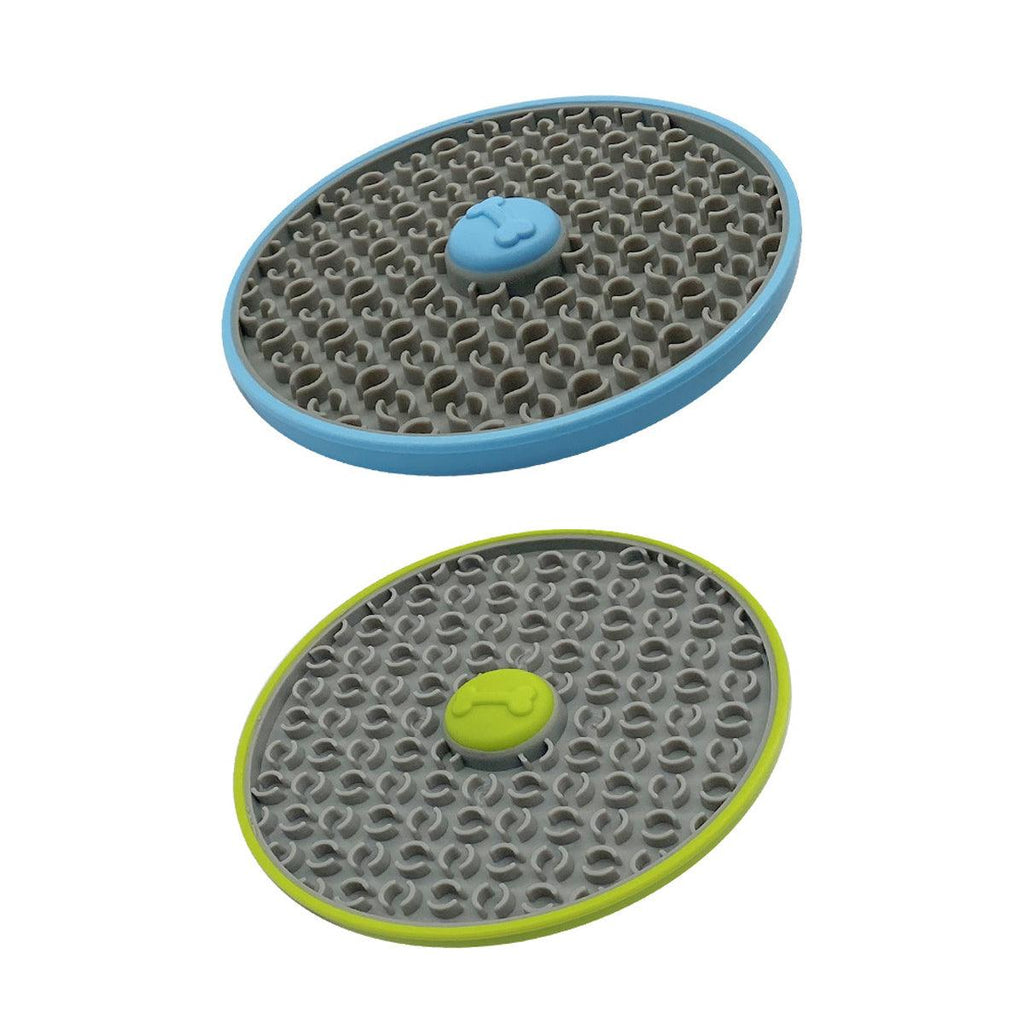 Round textured TPR plastic slow feeder licking mat with strong suction cups for dogs and cats — view 2