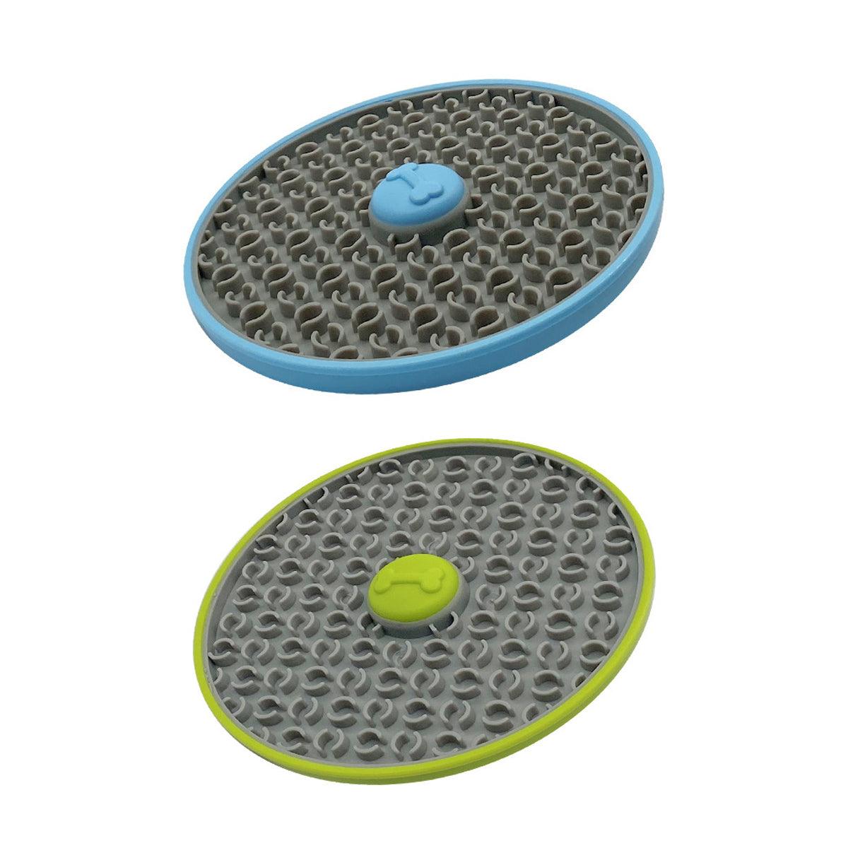 Round textured TPR plastic slow feeder licking mat with strong suction cups for dogs and cats — view 2