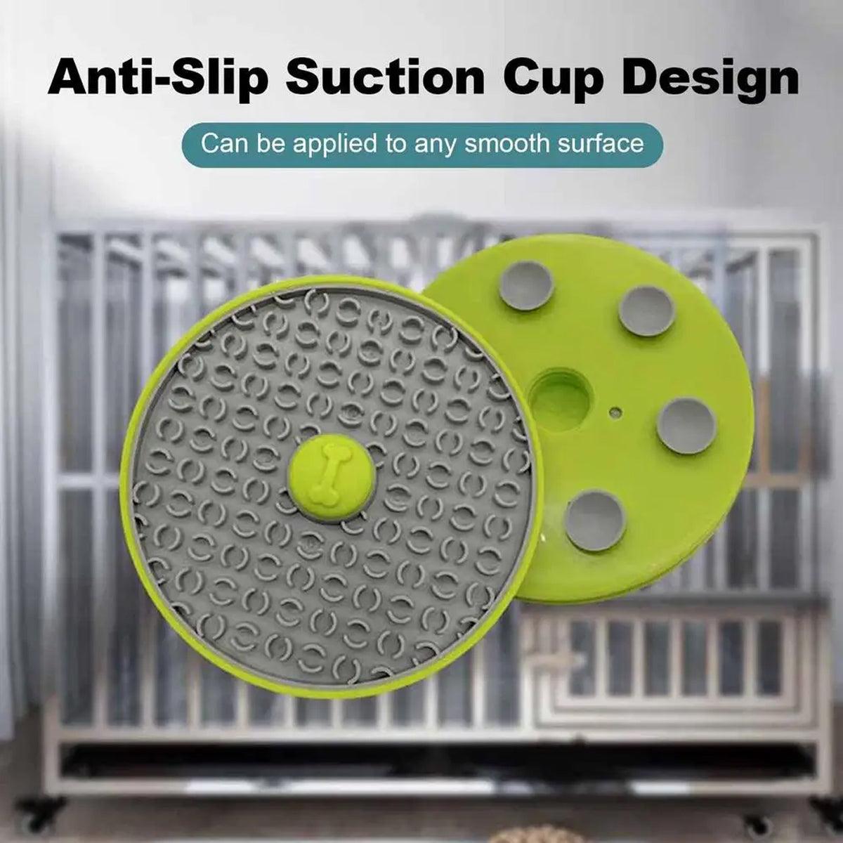 Round textured TPR plastic slow feeder licking mat with strong suction cups for dogs and cats — view 5