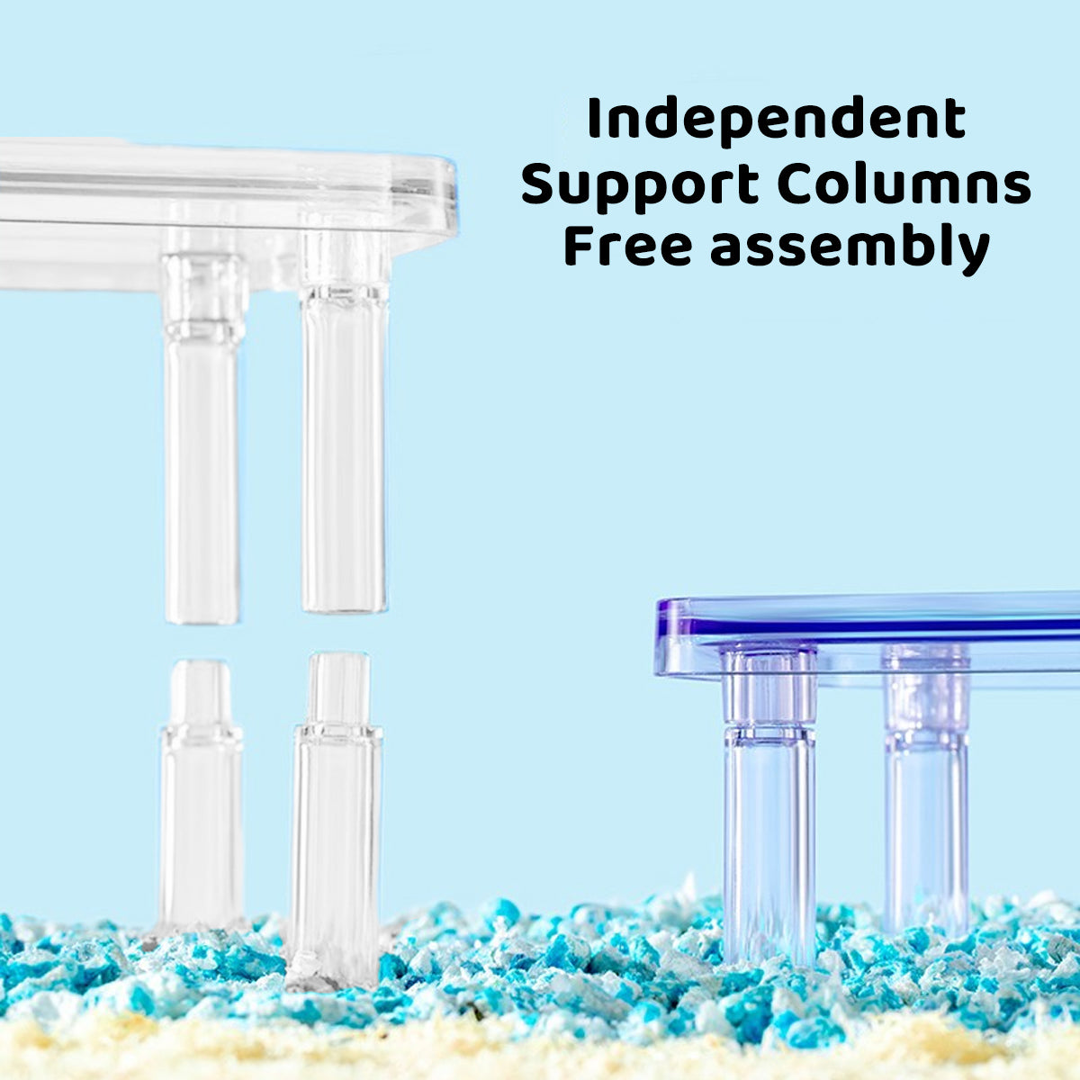 Hamster cage activity platform in purple and transparent PS material with independent support columns — view 4