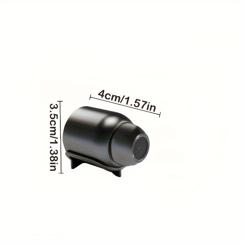 Small wireless security camera in black, compact smart home monitoring device with camera lens — view 2