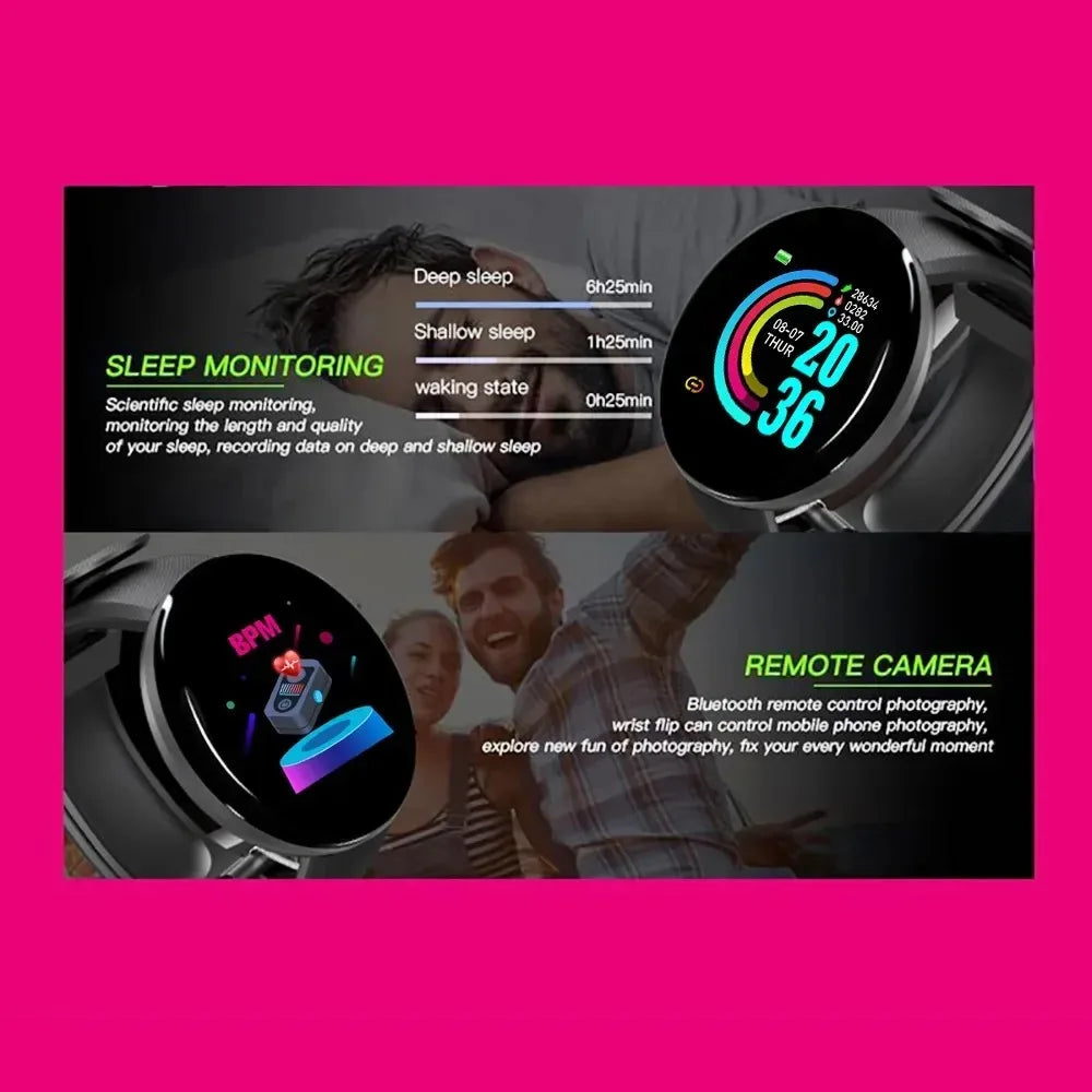 Black smartwatch fitness tracker with round display and soft TPU wristband for heart rate monitoring — view 4