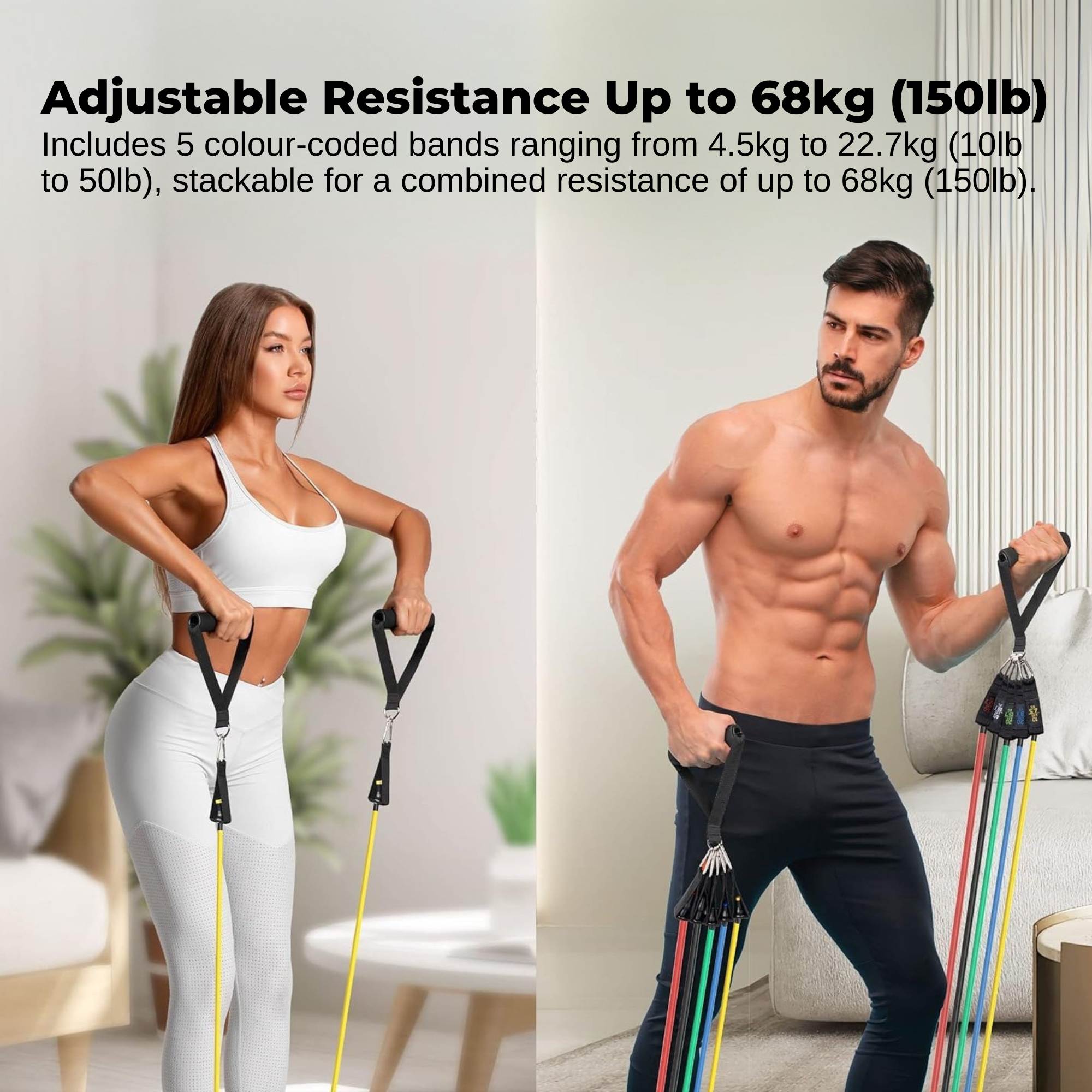 11-piece resistance band set with handles ankle straps door anchor massage ball and carry bag — view 5