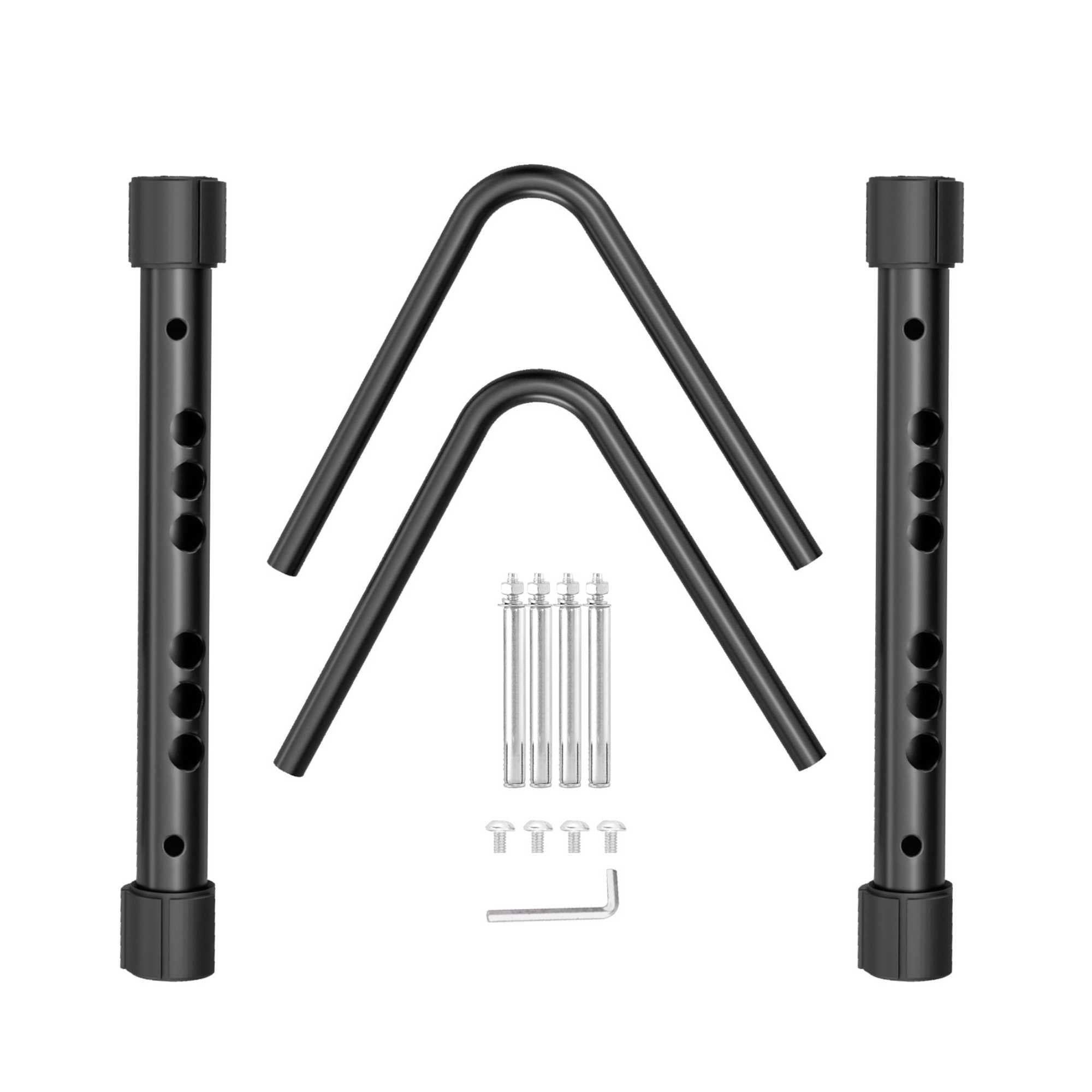 Black steel single bike rack stand with adjustable V tubes for floor or wall mounting — view 2