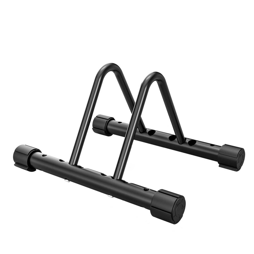 Black steel single bike rack stand with adjustable V tubes for floor or wall mounting