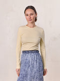 Soft Ribbed High V Tee-Butter Yellow-0