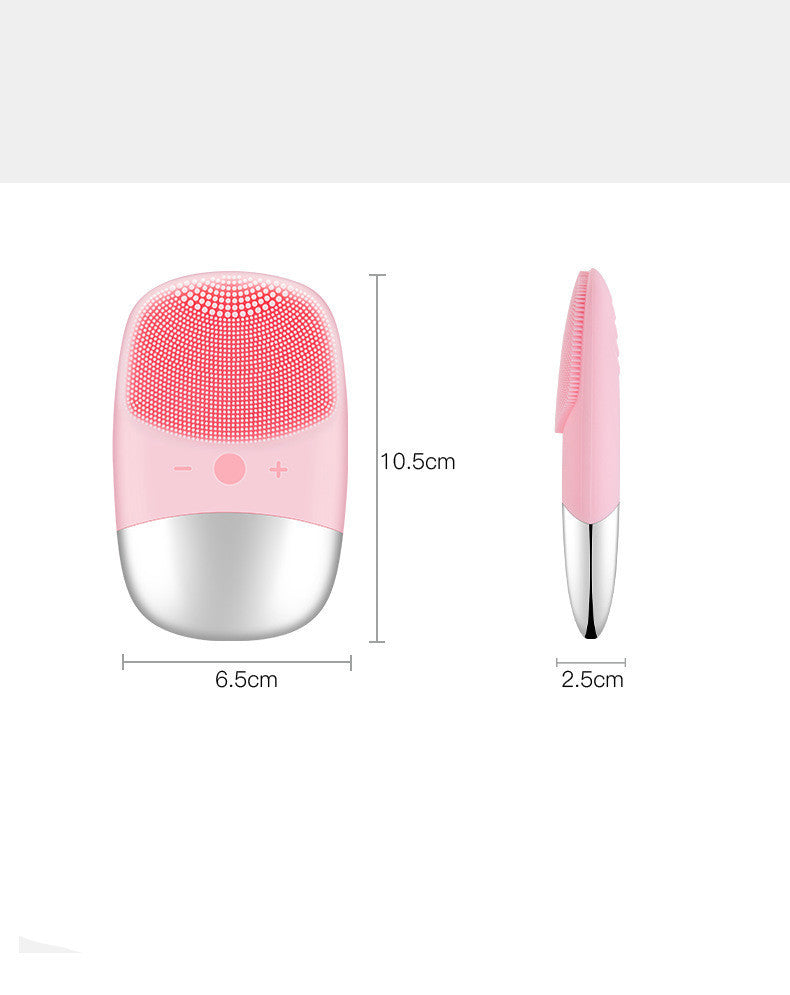 Sonic mini silicone facial cleansing brush device with waterproof ergonomic design for daily skincare — view 2