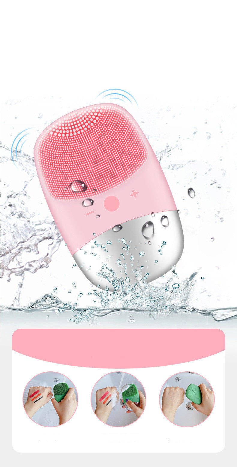 Sonic mini silicone facial cleansing brush device with waterproof ergonomic design for daily skincare — view 4