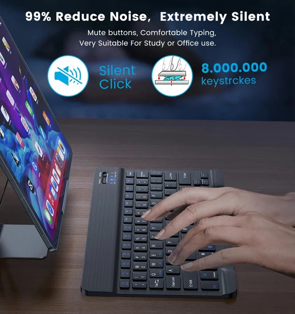 Black Bluetooth wireless keyboard and mouse combo in an ultra thin portable aluminum alloy design — view 5