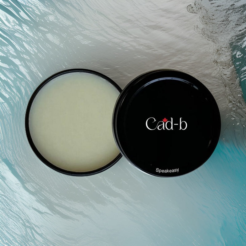 Speakeasy solid cologne in a compact travel tin, natural vegan men's fragrance balm.